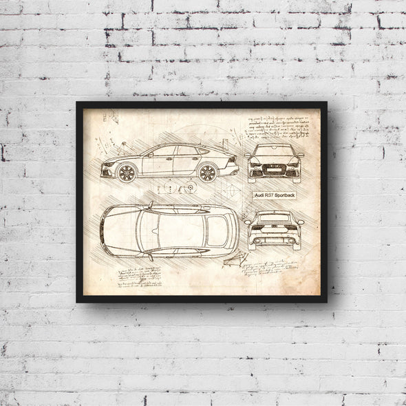 Audi RS7 Sportback (2015) da Vinci Sketch Art Print (#552)