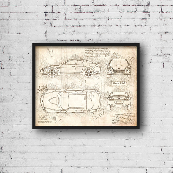 Mazda RX-8 (2003-11) da Vinci Sketch Art Print (#674)