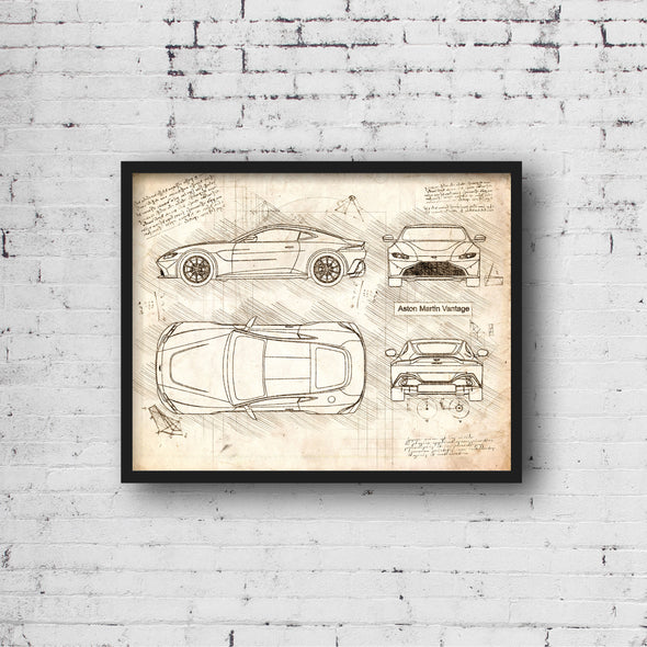 Aston Martin Vantage (2019-Present) da Vinci Sketch Art Print (#756)