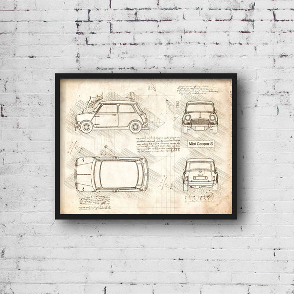 Mini Cooper S (1961) da Vinci Sketch Art Print (#791)