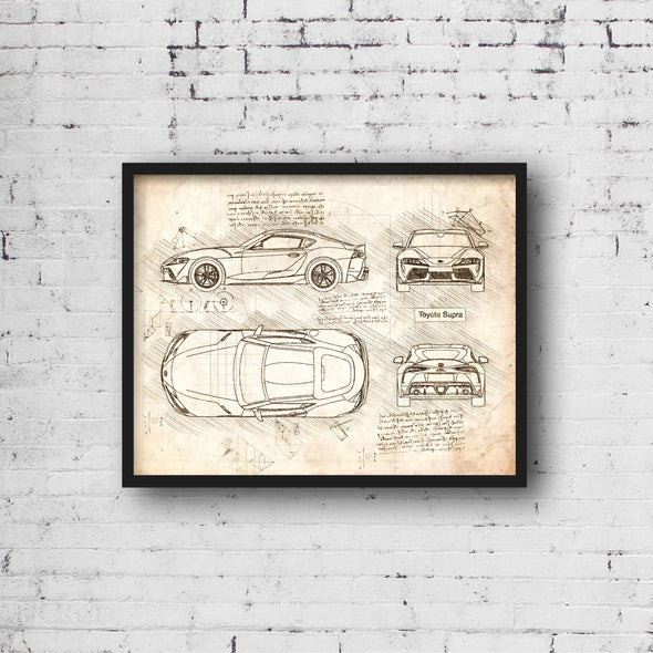 Toyota Supra (2019-Present) da Vinci Sketch Art Print (#735)