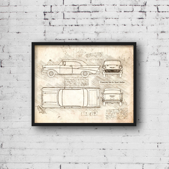 Chevrolet Bel Air Sport Sedan (1957) da Vinci Sketch Art Print (#672)