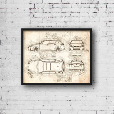 Lexus CT 200h (2011-14) da Vinci Sketch Art Print (#651)