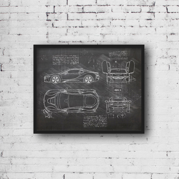 BMW i8 (2013) da Vinci Sketch Art Print (#409)